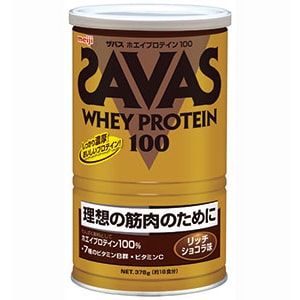 写真:ザバス ホエイプロテイン100 リッチショコラ味18食分の商品パッケージ